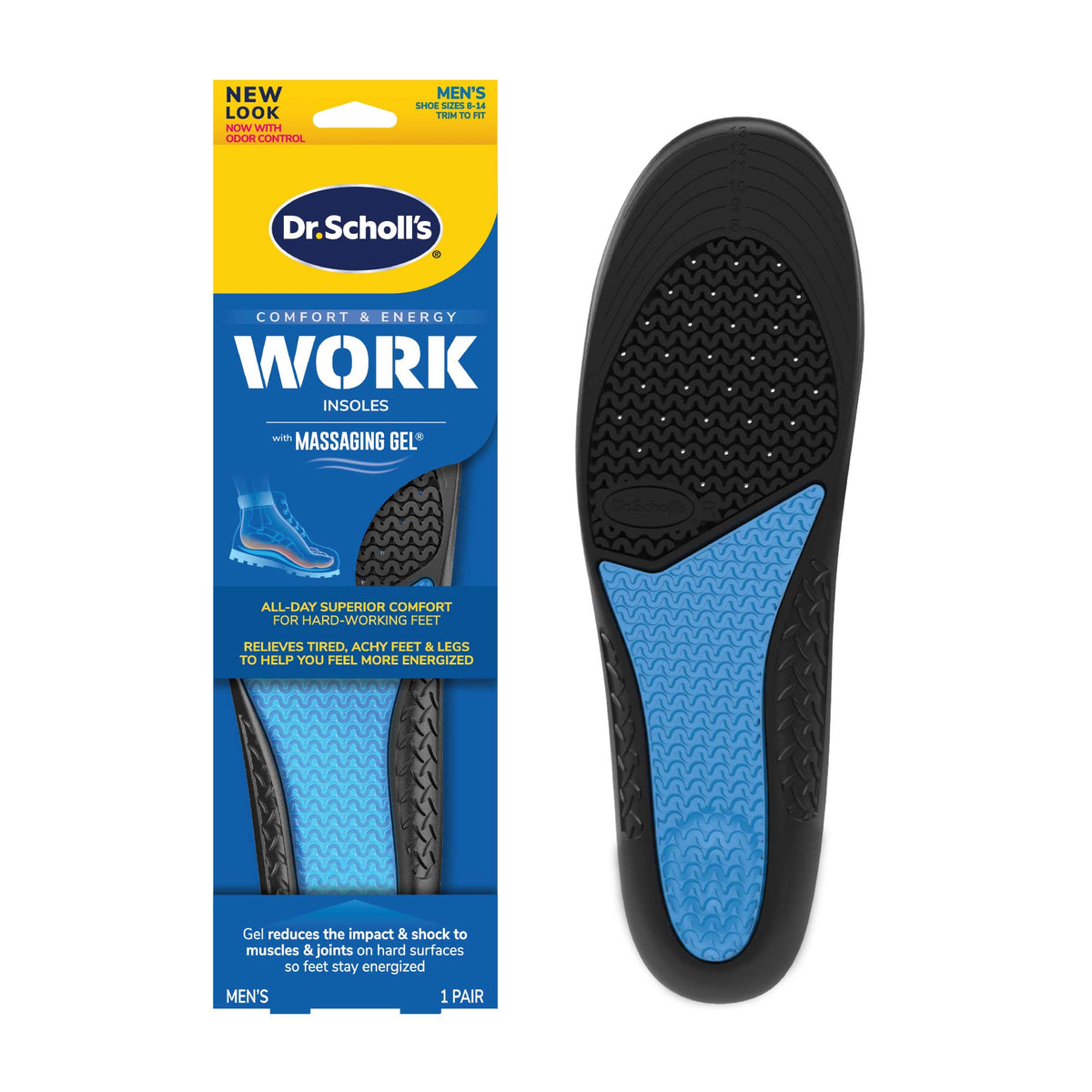 Dr. Scholl's Energizing Comfort Everyday Insoles with Massaging Gel®, On  Feet All-Day, Shock Absorbing, Arch Support,Trim Inserts to Fit Shoes,  Men's