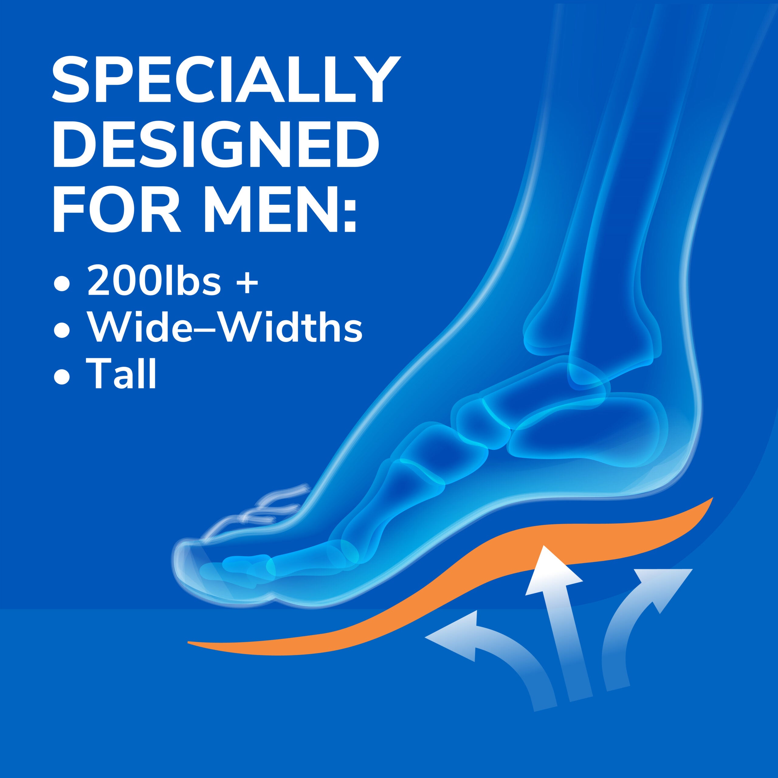 Wide foot clearance insoles