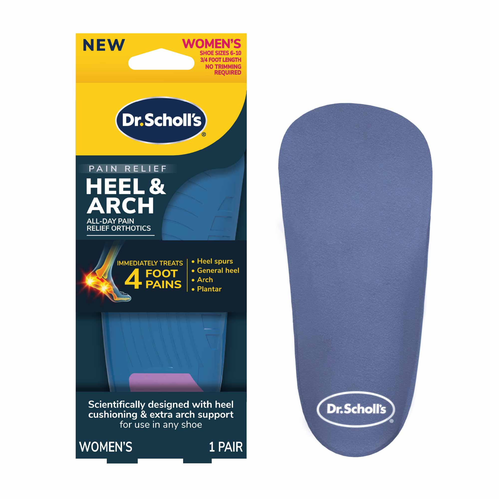 Dr. Scholl s Women s Heel Arch Pain Relief Orthotics Size 6 10