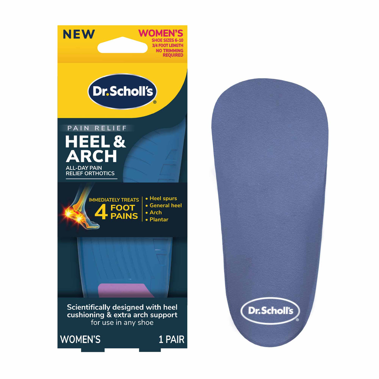 Dr. Scholl’s Pain Relief Orthotics for Arch Pain for Women, 1 Pair, Size  6-10